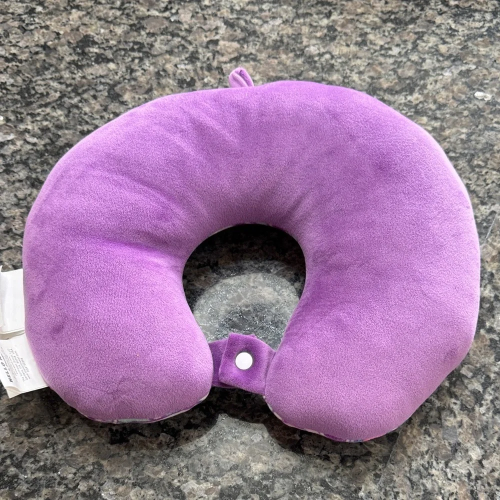 Hello Kitty Purple and Pink Plush Travel Neck Pillow EUC